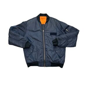 Vintage Men’s bomber jacket nylon navy/orange